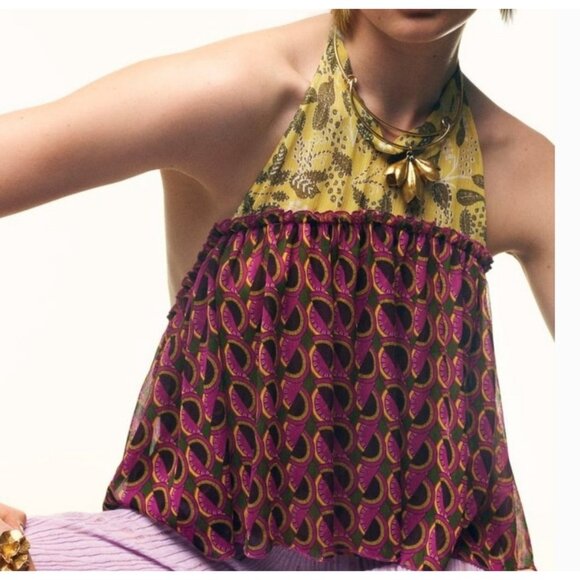 Zara Sheer Colourful Cropped Top Bundle L NWT - Picture 12 of 13